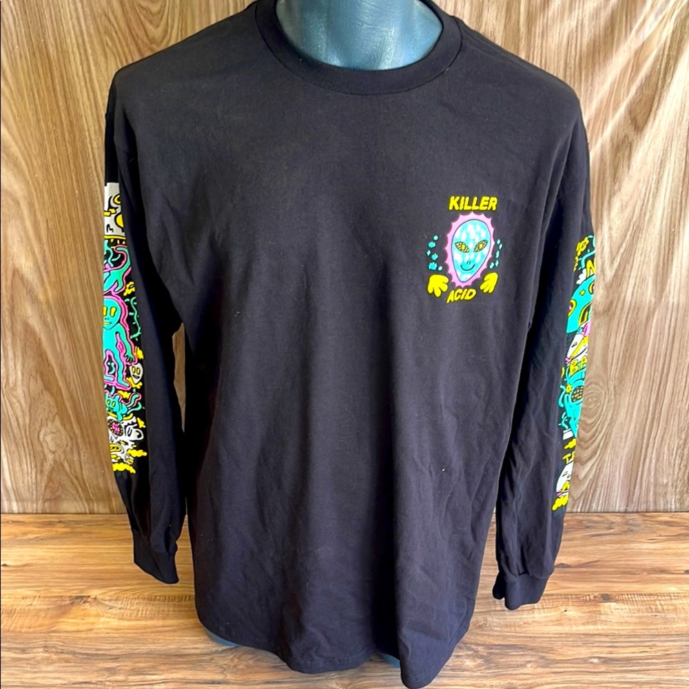 Killer Acid No Bad Trips Long Sleeve T-Shirt Mens XLBlack Graphic AlienPsych NWT